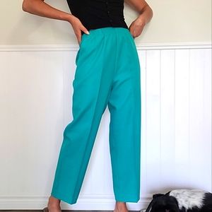 Vintage teal pleated trousers